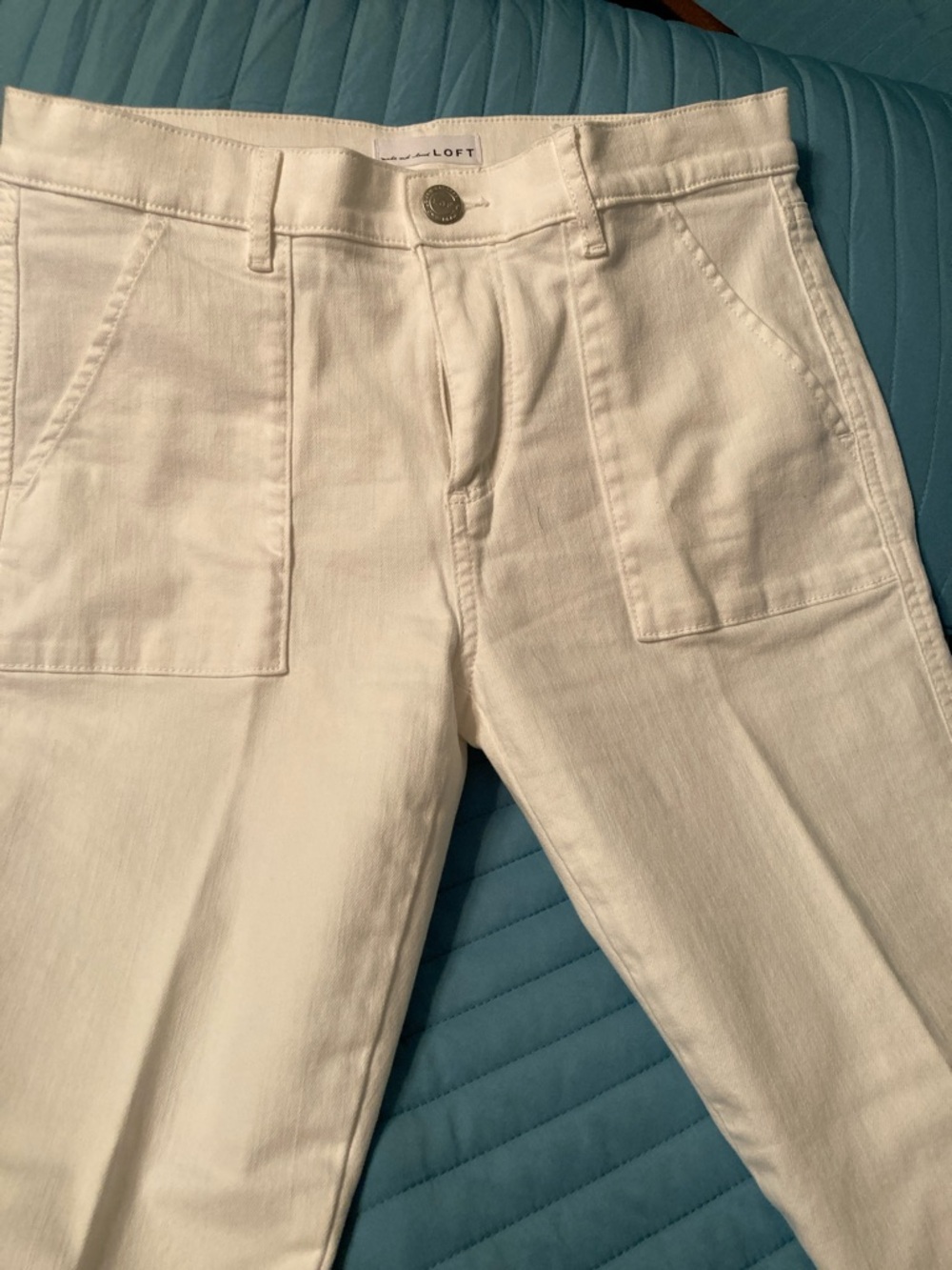LOFT White Utility Pocket Crop Pants